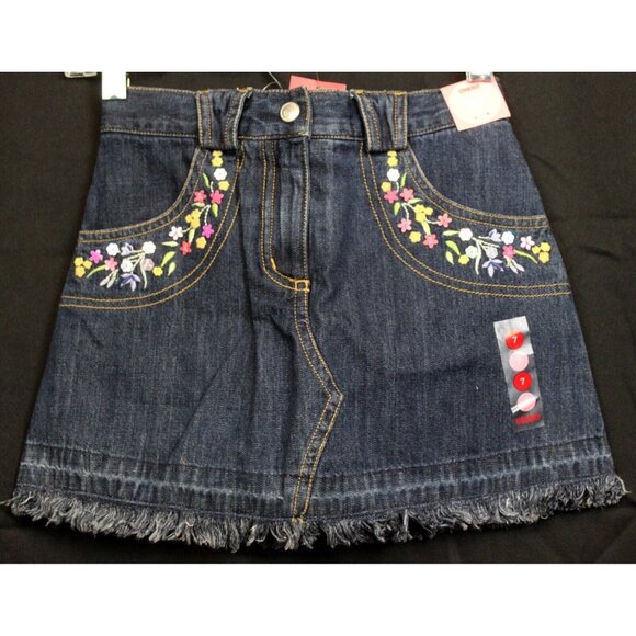 NEW 2007 Gymboree Tea Garden Denim Skorts Skirt Sequin Flowers Embroidered Fray - Picture 1 of 8